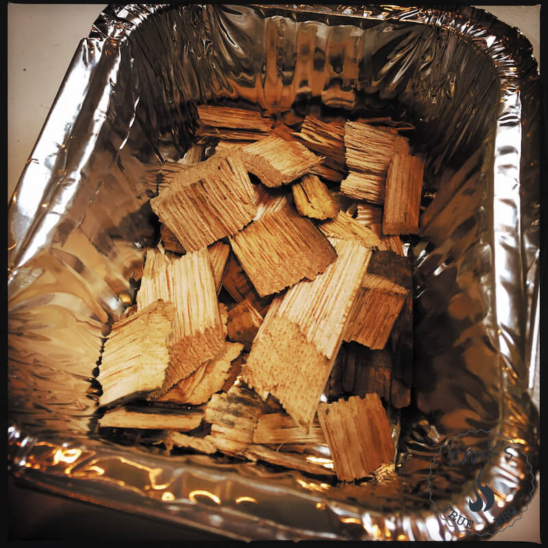 Wood chips in an aluminum pan