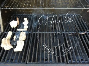 Wood chunks on gas grill