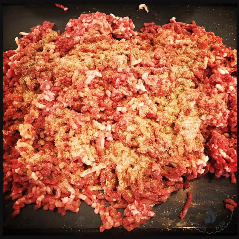 Ground beef sausage meat with herbs added