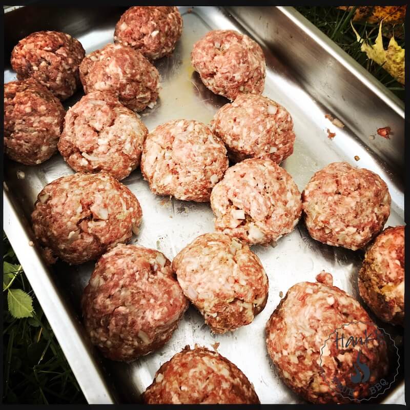 Meatballs, ready for the grill