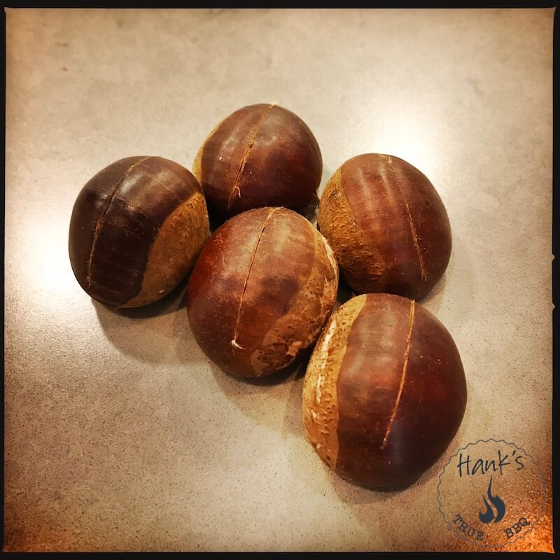 Chestnuts with cut shell